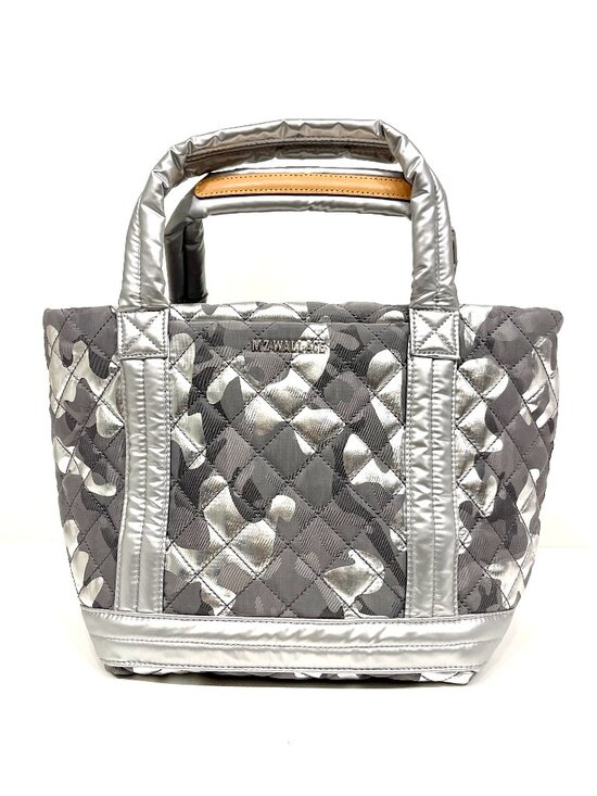MZ Wallace Handbags - MZ Wallace Small Empire Tote | Silver Metallic Camo | Crossbody Strap + Pouch